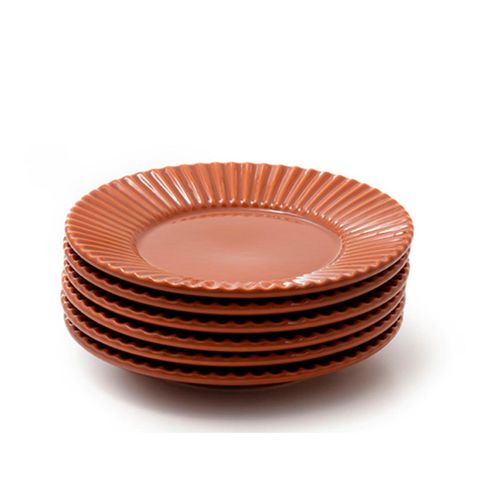 Conjunto com 6 Pratos Raso Plissé Especiarias Canela Ø26cm - por Rita Lobo