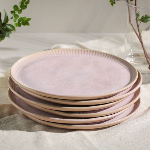 Conjunto com 6 Pratos Raso Linhas Litchi Ø27,5cm