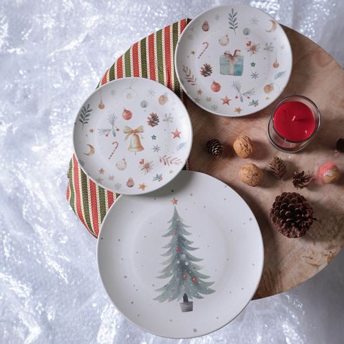 Conjunto com 6 Pratos Raso Coup Stoneware Noite de Natal Ø26cm