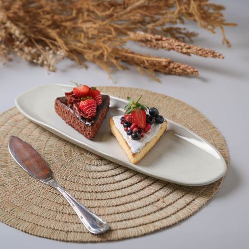 Conjunto com 4 Travessas Oval Rasa Grande Orgânico Glam 36x13cm