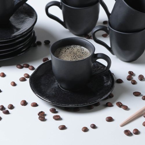 Conjunto com 6 Xícaras de Café com Pires Orgânico Eclipse 120ml