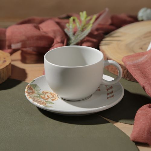 Conjunto com 6 Xícaras de Chá com Pires Coup Stoneware Postais de Natal 220ml