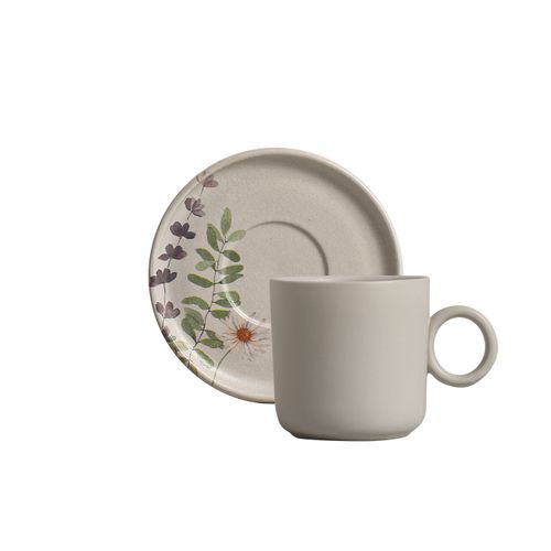 Conjunto com 12 Xícaras de Chá com Pires Basic Bloom 150ml