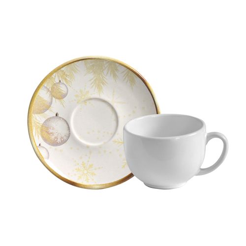Conjunto com 6 Xícaras de Chá com Pires Coup Stoneware Noite Dourada 220ml