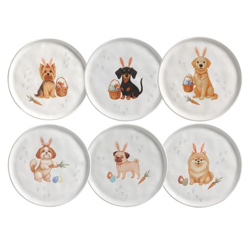 Conjunto com 6 Pratos de Sobremesa Bio Doguinhos Ø21,5cm