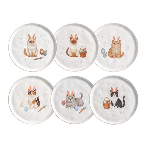 Conjunto com 6 Pratos de Sobremesa Bio Gatinhos Ø21,5cm