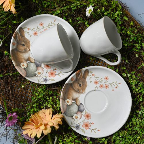 Conjunto com 6 Xícaras De Chá com 6 Pires Bio Doce Ninho 170ml